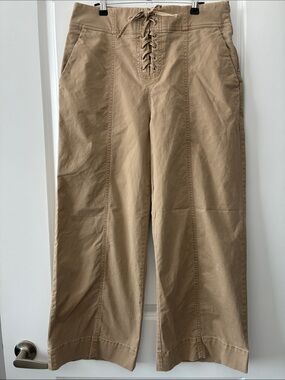 GAP Size 10 High-Rise Y2K Lace-Up Wide-Leg Khaki Pants